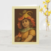 ヴィンテージパンジーの子供の挨拶 カード (黄色い花)