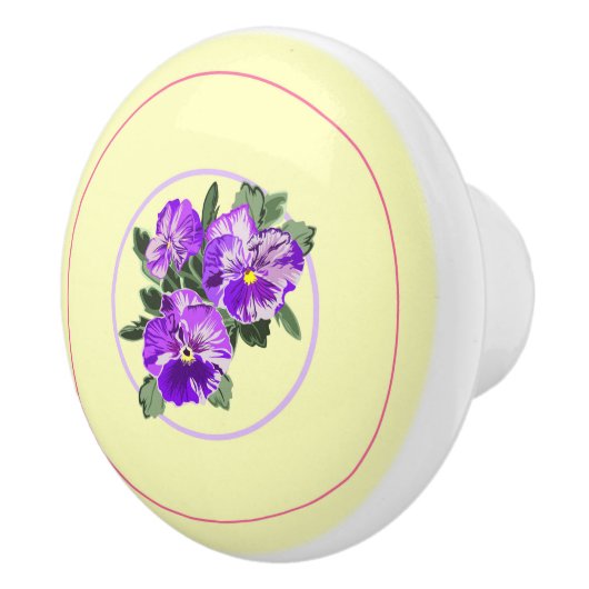 ヴィンテージパンジー引き出しプル セラミックノブ (右)