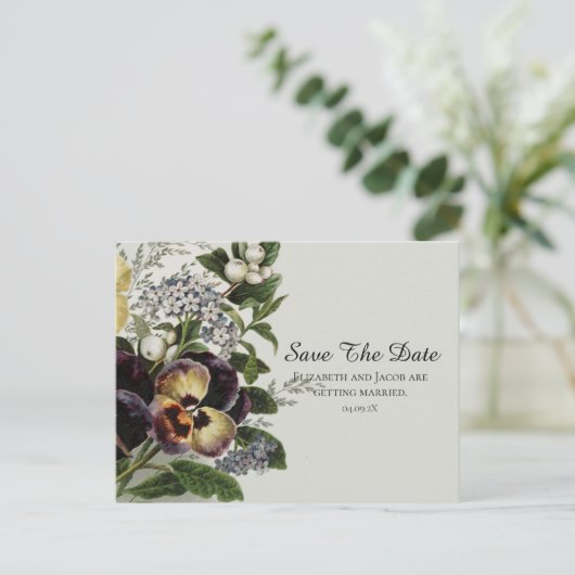 ヴィンテージパンジー日付ポストカードの保存 ポストカード (スタンド正面)