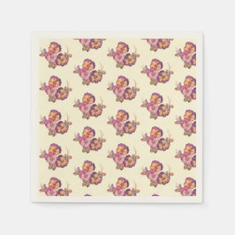 ヴィンテージパンジー開花紙ナプキン スタンダードカクテルナプキン