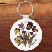 ヴィンテージパンジー開花、フローラガーデンフラワー キーホルダー (正面)