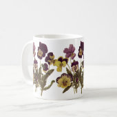 ヴィンテージパンジー開花、フローラガーデンフラワー コーヒーマグカップ (正面左)