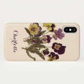 ヴィンテージパンジー開花、フローラガーデンフラワー Case-Mate iPhoneケース (裏面(横))