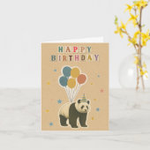 ヴィンテージパンダ誕生日カード風船 カード (黄色い花)