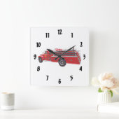 ヴィンテージパンパー消防車 スクエア壁時計 (ホーム)
