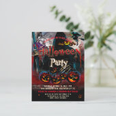 ヴィンテージパンプキンウィッチハローウィンパーティ招待状 ポストカード (スタンド正面)