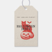 ヴィンテージパンプキンキャットこうもりオレンジレッドハローウィンパーティ ギフトタグ (正面)