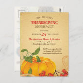 ヴィンテージパンプキンサンクスギビング招待状 ポストカード (正面/裏面)