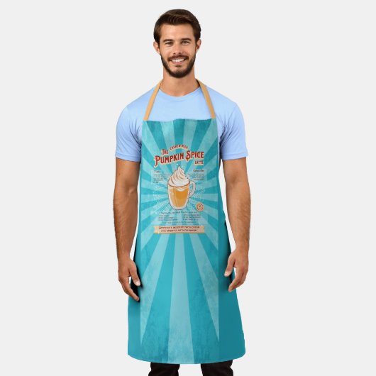 ヴィンテージパンプキンスパイスラテ-レシピポスター エプロン (着用した状態)