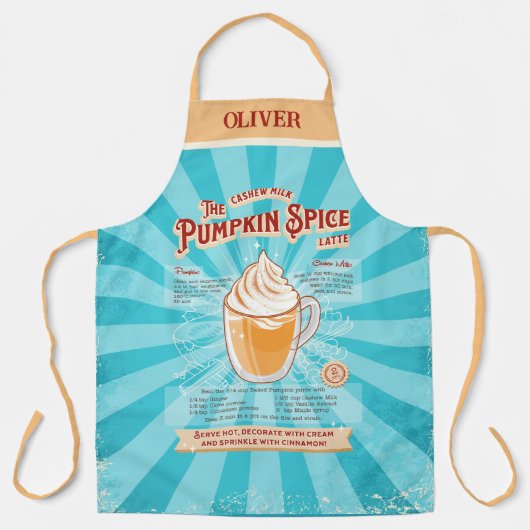 ヴィンテージパンプキンスパイスラテ-レシピポスター エプロン (正面)