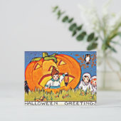 ヴィンテージパンプキンハロウィーンの挨拶 シーズンポストカード (スタンド正面)