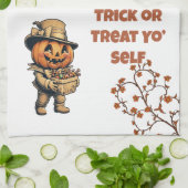 ヴィンテージパンプキンパルスハロウィーン キッチンタオル (折り畳み)