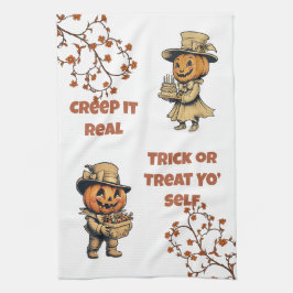 ヴィンテージパンプキンパルスハロウィーン キッチンタオル