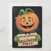 ヴィンテージパンプキンヘッドハローウィンパーティ 招待状 (正面)
