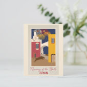 ヴィンテージパンプローナランニングスペインの雄牛の旅行 ポストカード (スタンド正面)