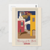 ヴィンテージパンプローナランニングスペインの雄牛の旅行 ポストカード (正面/裏面)