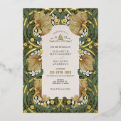 ヴィンテージパンペネルパターンウィリアム・モリス 箔招待状 (正面)