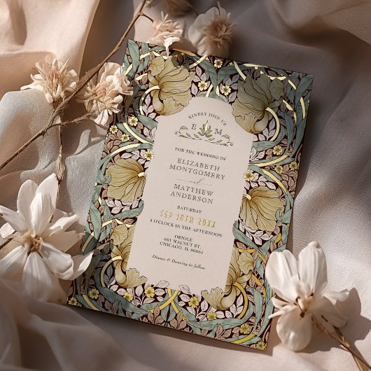 ヴィンテージパンペネルパターンウィリアム・モリス 箔招待状