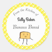 ヴィンテージパン切りイエロープレイドベーキングシール ラウンドシール (正面)