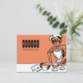 ヴィンテージパン屋ガールベーキング料理レシピカード ポストカード (スタンド正面)