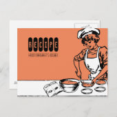 ヴィンテージパン屋ガールベーキング料理レシピカード ポストカード (正面/裏面)