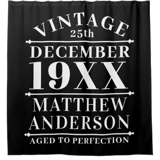 ヴィンテージパーソナライズされたの完成度 シャワーカーテン (正面)