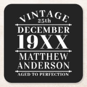 ヴィンテージパーソナライズされたの完成度 スクエアペーパーコースター (正面)