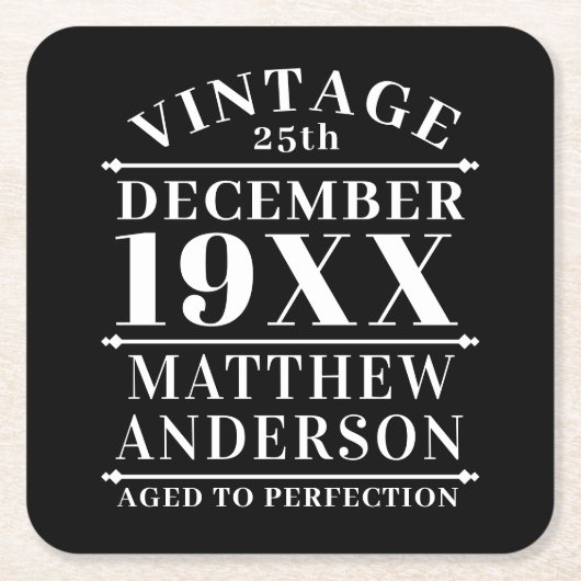 ヴィンテージパーソナライズされたの完成度 スクエアペーパーコースター (正面)