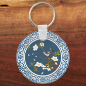 ヴィンテージパーソナライズされたの珍重な鳥の花芸術 キーホルダー (裏面)