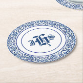 ヴィンテージパーソナライズされたの珍重な鳥の花芸術 ラウンドペーパーコースター (アングル)