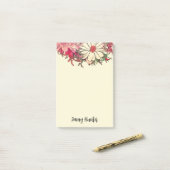 ヴィンテージパーソナライズされたの花(ピンクとクリーム) ポストイット (デスク上)