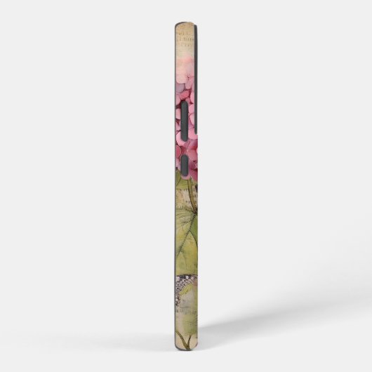 ヴィンテージパーソナライズされたアジサイとバタフライブルー SAMSUNG GALAXYケース (右側面)