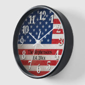 ヴィンテージパーソナライズされたアメリカ国旗のアメリカ愛国心 壁時計 (傾斜)