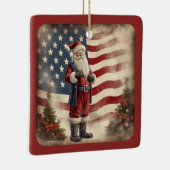 ヴィンテージパーソナライズされたアメリカ国旗サンタクリスマス セラミックオーナメント (右)