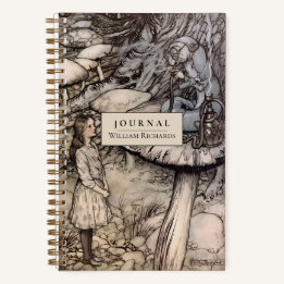 ヴィンテージパーソナライズされたアリスワンダーランドアート点々のある ノートブック