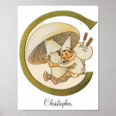 ヴィンテージパーソナライズされたアルファベット文字C ポスター (正面)