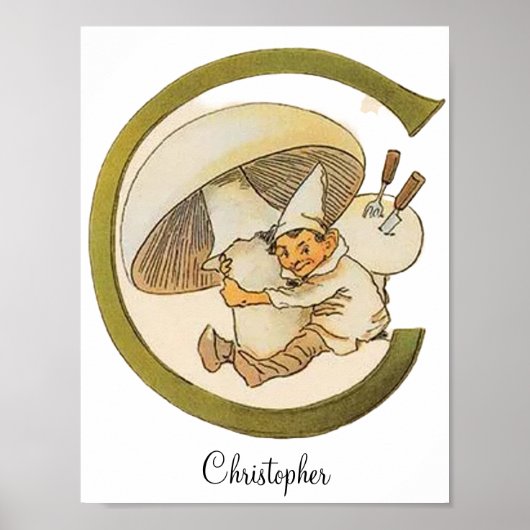 ヴィンテージパーソナライズされたアルファベット文字C ポスター (正面)