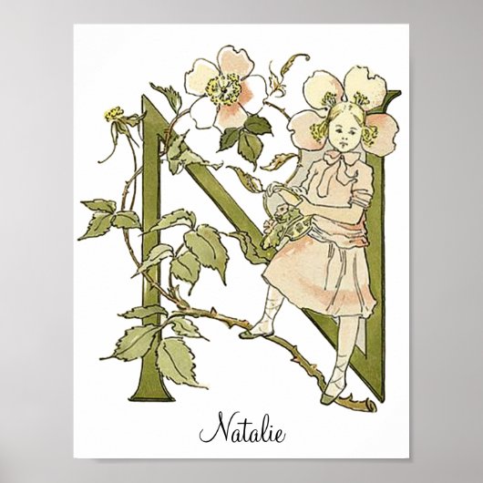 ヴィンテージパーソナライズされたアルファベット文字N ポスター (正面)