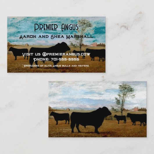 ヴィンテージパーソナライズされたアンガス牛の名刺 名刺 (正面/裏面)