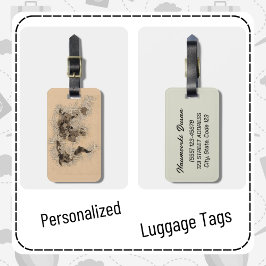 ヴィンテージパーソナライズされたアンティークワールドマップトラベルアート ラゲッジタグ