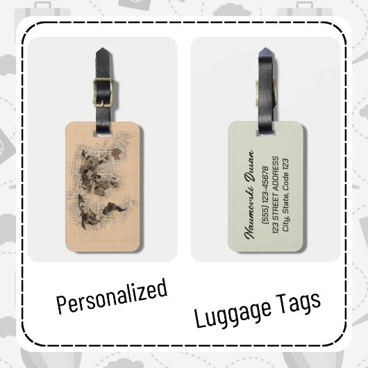 ヴィンテージパーソナライズされたアンティークワールドマップトラベルアート ラゲッジタグ