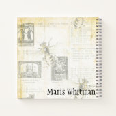 ヴィンテージパーソナライズされたイエローミツバチ手帳 ノートブック (裏面)