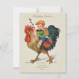 ヴィンテージパーソナライズされたイースターエッグ狩りボーイロスター シーズンカード