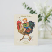 ヴィンテージパーソナライズされたイースターエッグ狩りボーイロスター シーズンポストカード (スタンド正面)