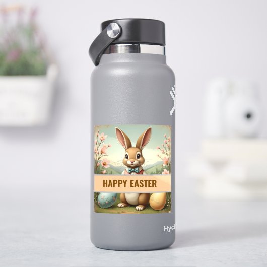 ヴィンテージパーソナライズされたイースターバニーのステッカー：名前&名前 シール (HydroFlask)