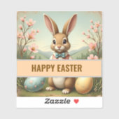 ヴィンテージパーソナライズされたイースターバニーのステッカー：名前&名前 シール (シート)