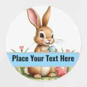 ヴィンテージパーソナライズされたイースターバニーのステッカー:名前&名前 ラベル (デザイン2)