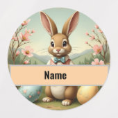 ヴィンテージパーソナライズされたイースターバニーのステッカー:名前&名前 ラベル (デザイン1)