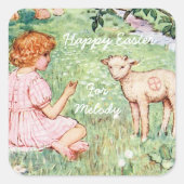 ヴィンテージパーソナライズされたイースターリトルラム スクエアシール (正面)