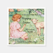 ヴィンテージパーソナライズされたイースターリトルラム スタンダードカクテルナプキン (正面)